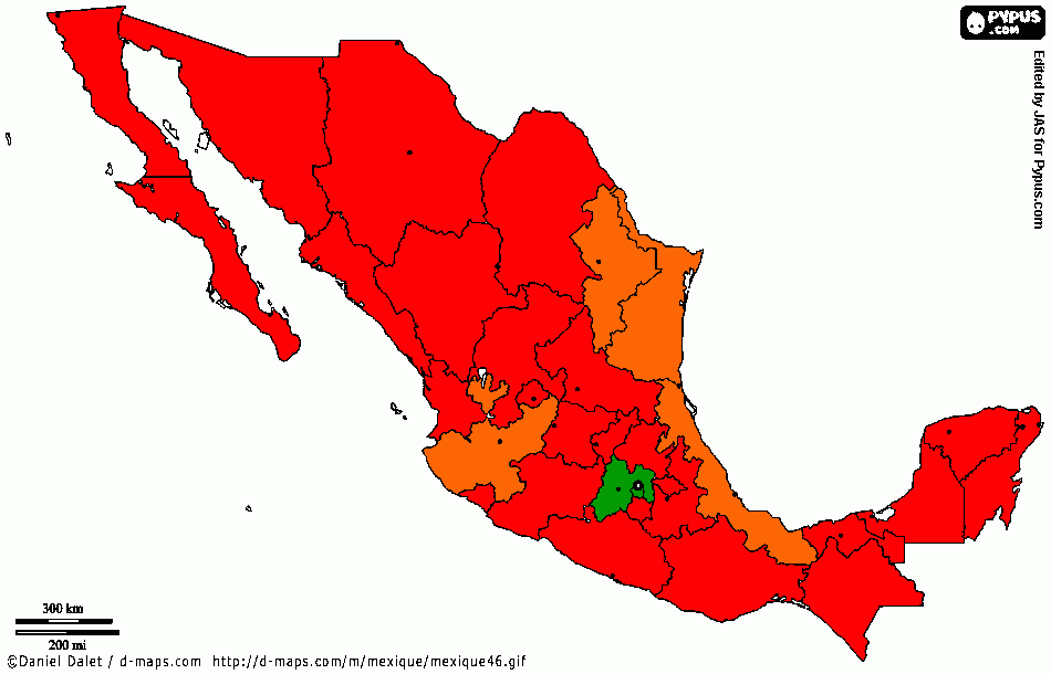 mapa de México transportes para colorear