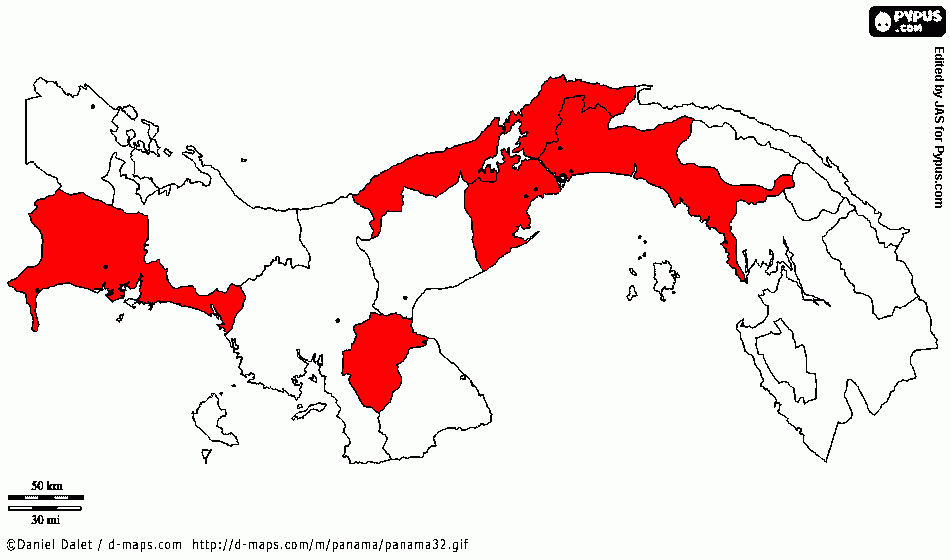 mapa  de panama para colorear