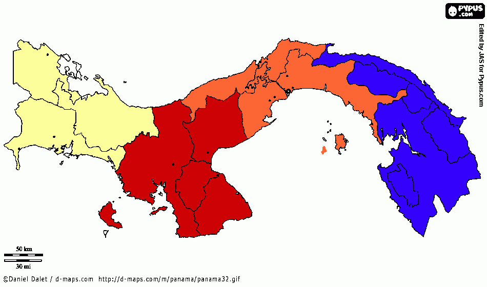 Mapa de Panamá // Geografía  para colorear