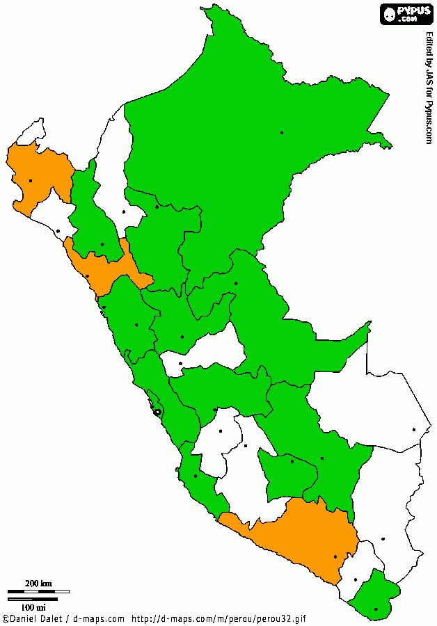 Mapa de Perú para colorear