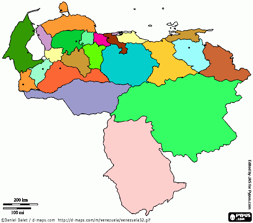 mapa de venezuela coloreado para colorear