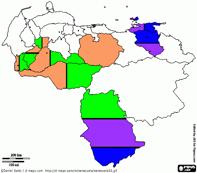 mapa de venezuela para colorear