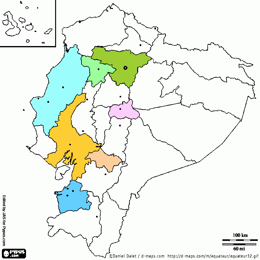 mapa del Ecuador para colorear