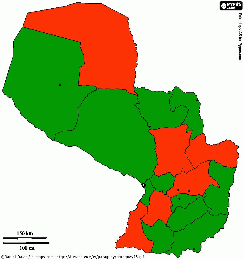 Mapa del paraguay para colorear