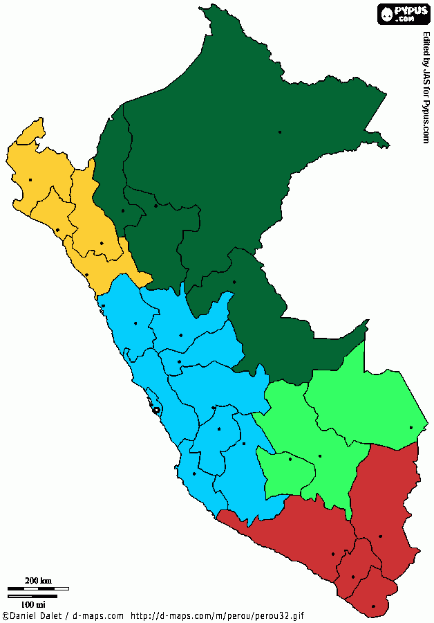 mapa del peru coloreado para colorear