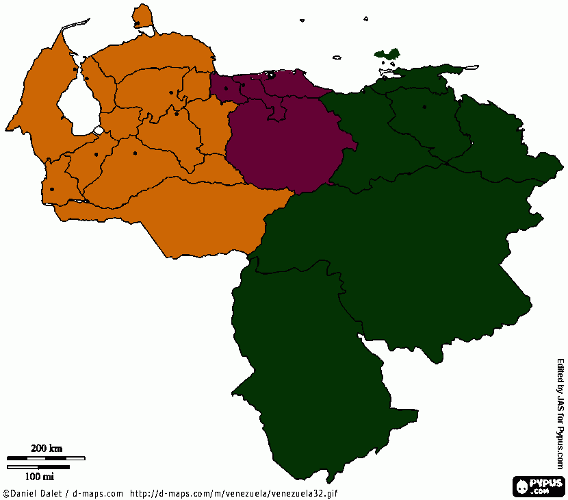 mapa division geografica para colorear