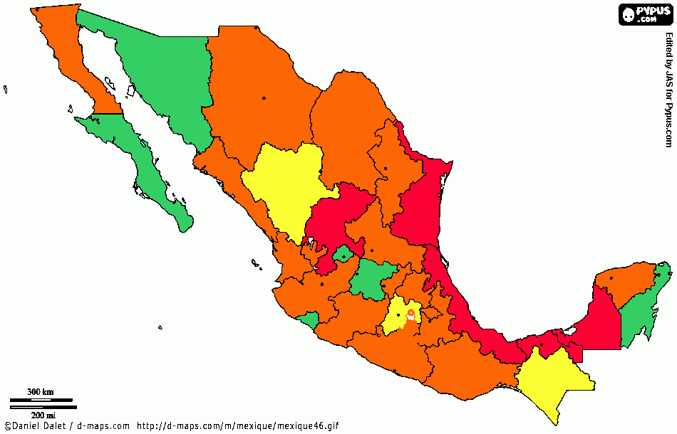 mapa economía de México para colorear