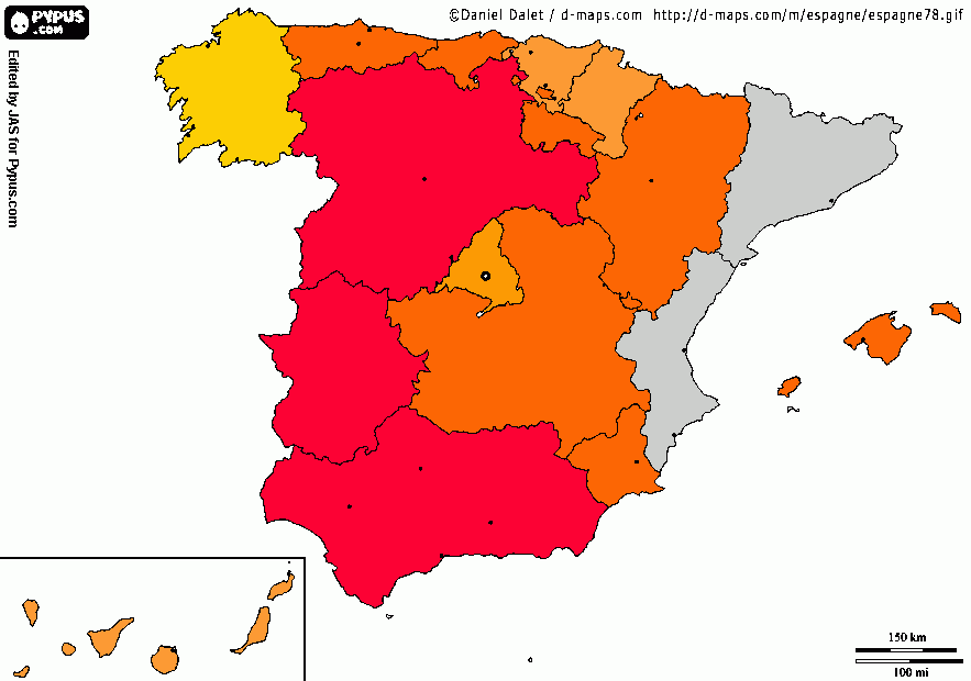 MAPA ESPAÑA 2009 para colorear