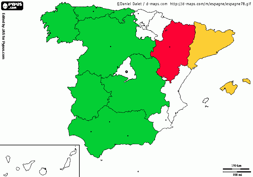 mapa españa anemia para colorear