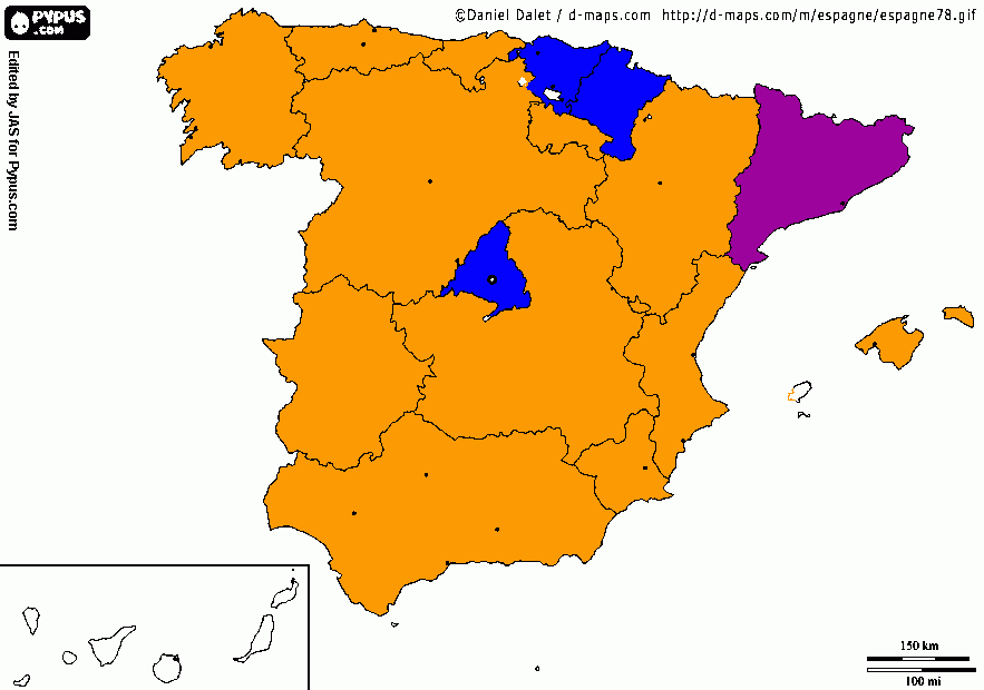 mapa españa comunidades para colorear