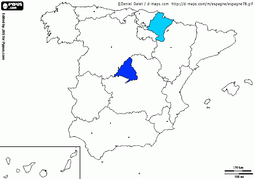 mapa España-Navarra Madrid para colorear