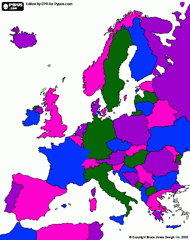 mapa europa 4 colores para colorear