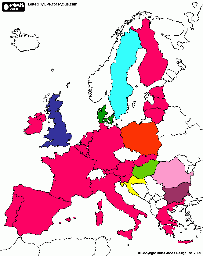 mapa europa euro para colorear
