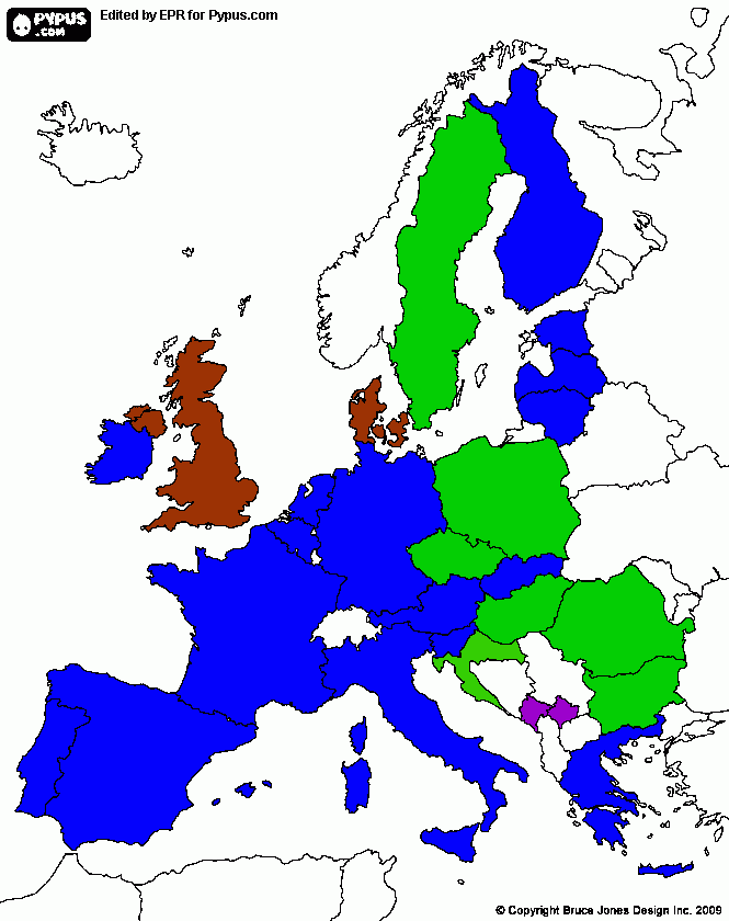 Mapa eurozona  para colorear