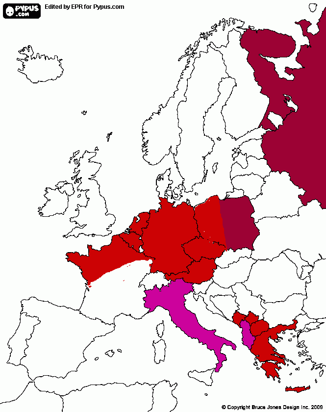 mapa expansionismo nazi y fascista hasta 1941 para colorear