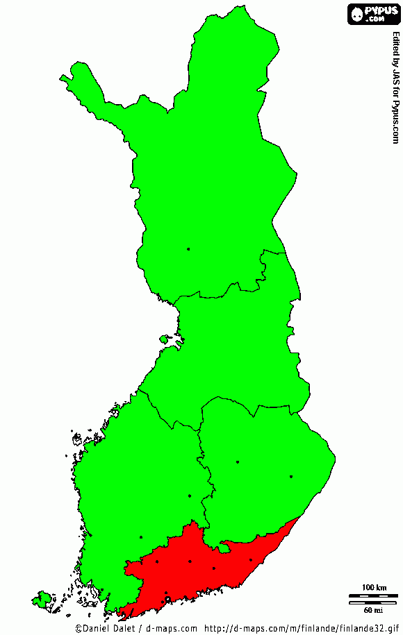MAPA FINLANDIA para colorear