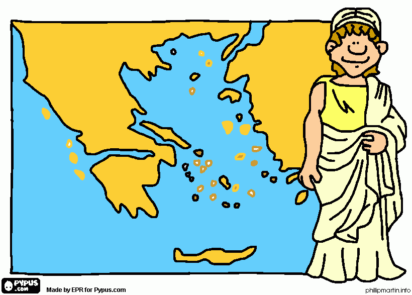 mapa griego para colorear