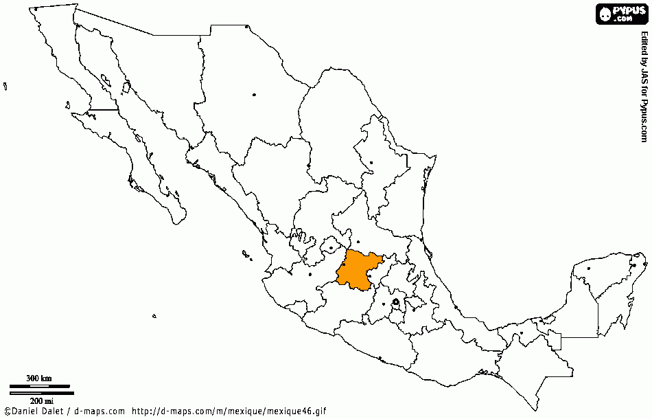 mapa Hidalgo - para colorear, mapa Hidalgo - para imprimir