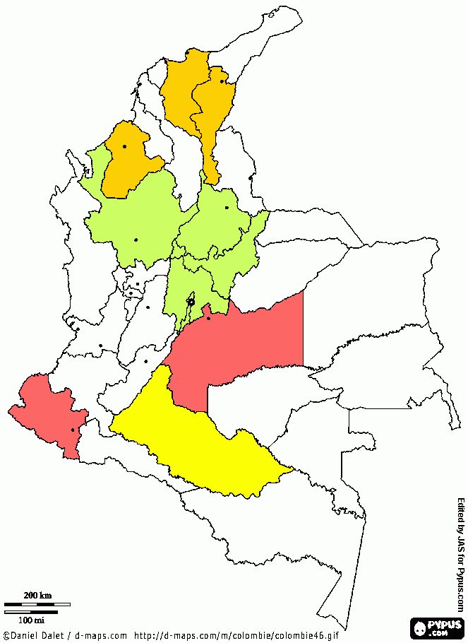 MAPA MARKETING INTEGRAL DE COLOMBIA para colorear