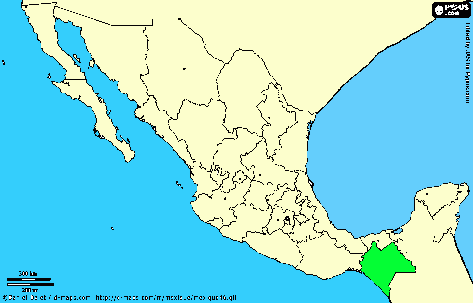 mapa mexico chiapas para colorear