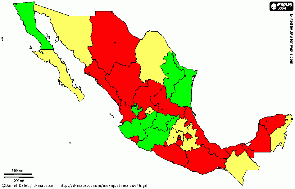 Mapa Mexico Viasc para colorear