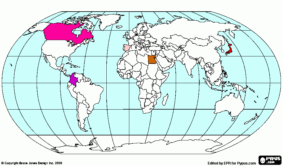 mapa mundi politico para colorear
