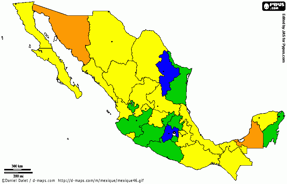 Mapa México GNP para colorear