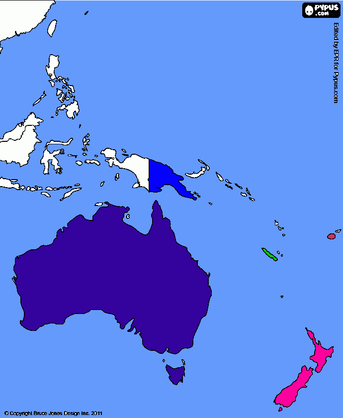 mapa oceanía para colorear