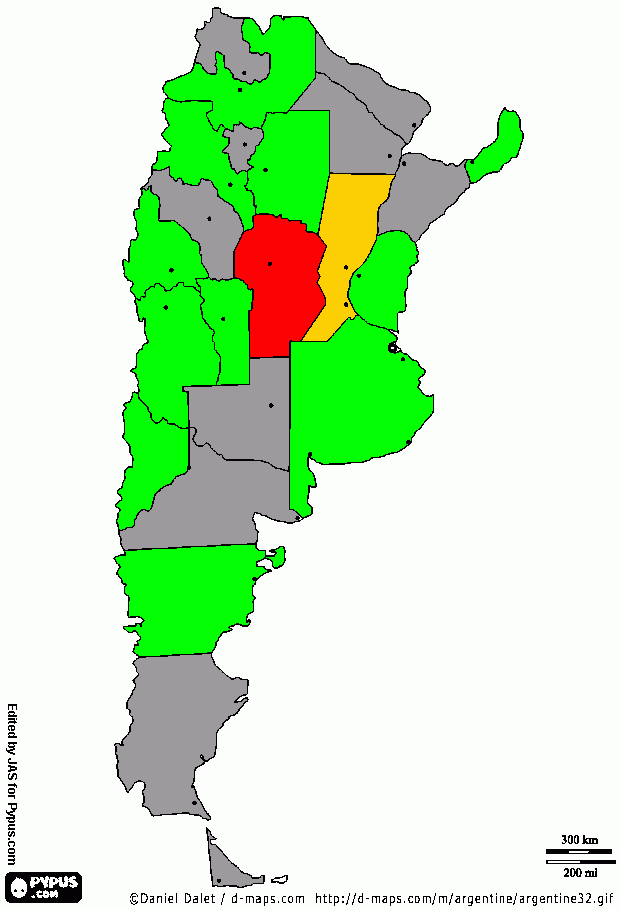 Mapa para presentacion Argentina para colorear