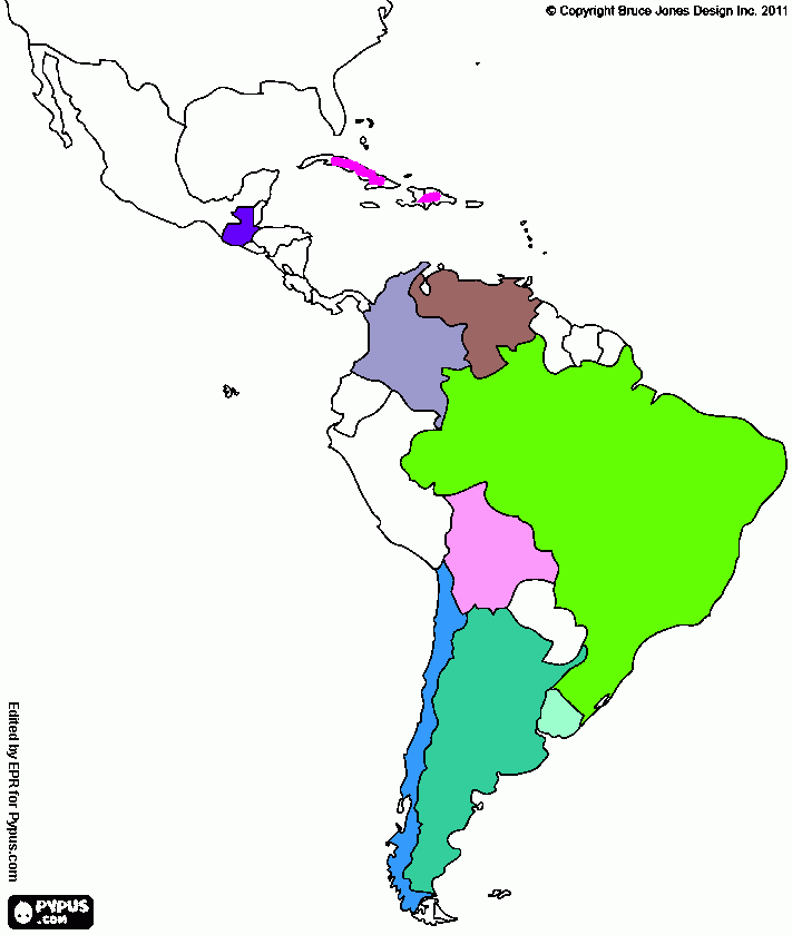 mapa países que colaboramos para colorear