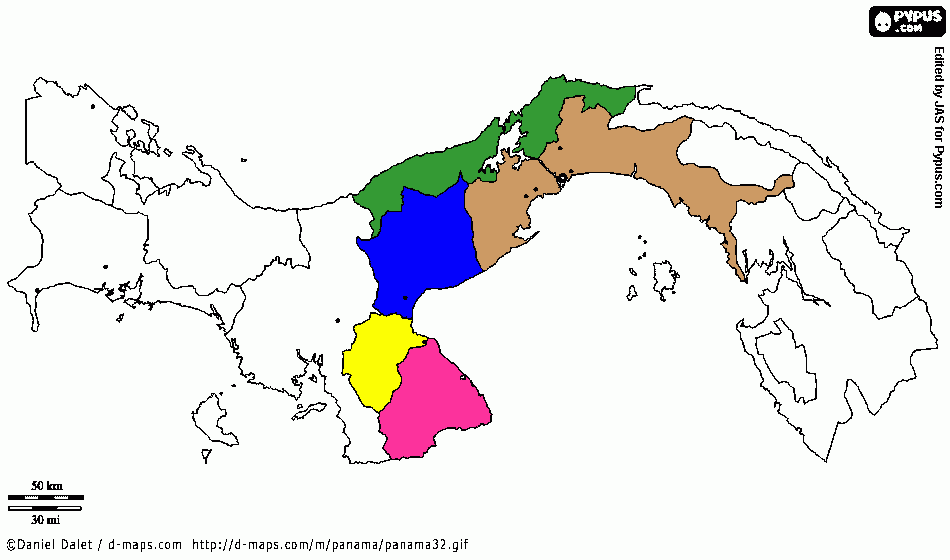 MAPA POLITICO DE PANAMA para colorear