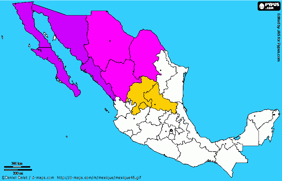 Mapa pueblos mágicos para colorear