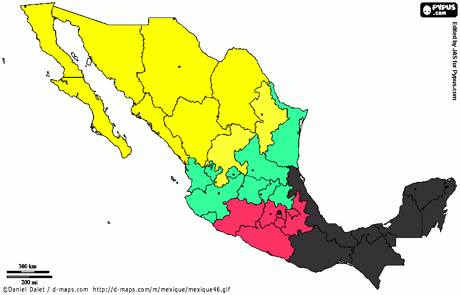 Mapa regiones CONSEPP para colorear