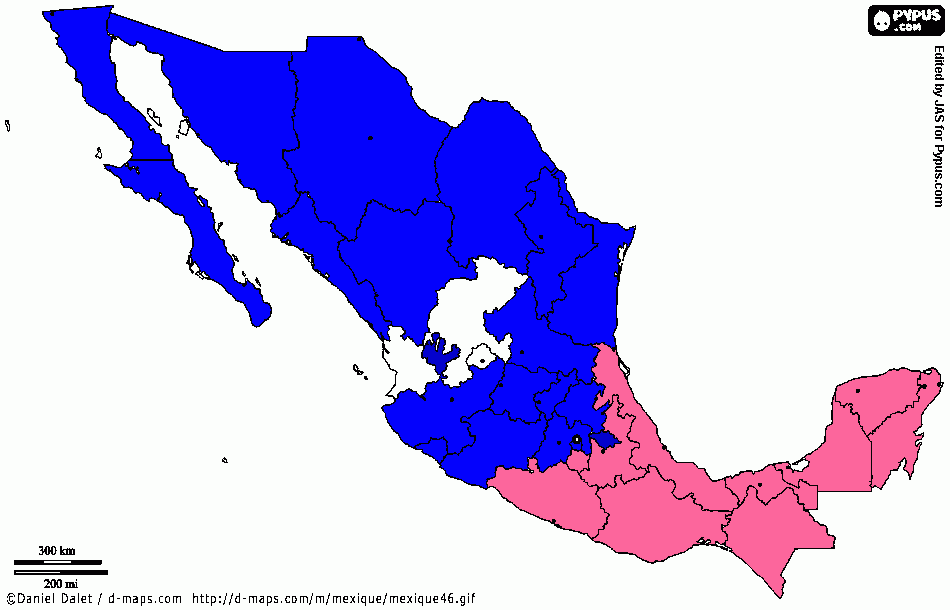 mapa rep mex para colorear