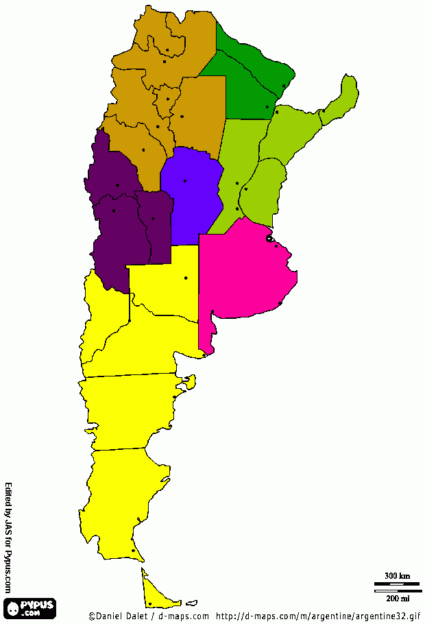 mapa representantes Argentina para colorear