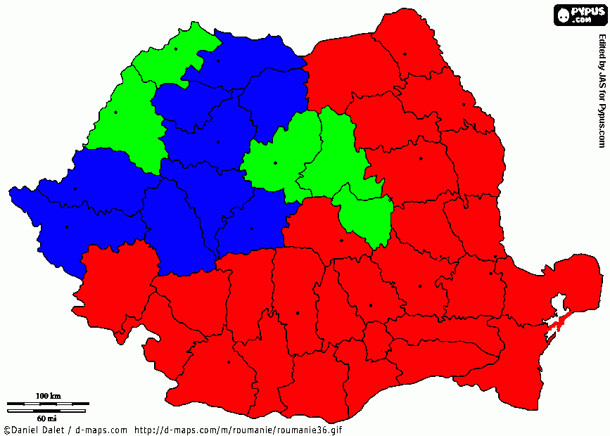 MAPA RUMANÍA para colorear