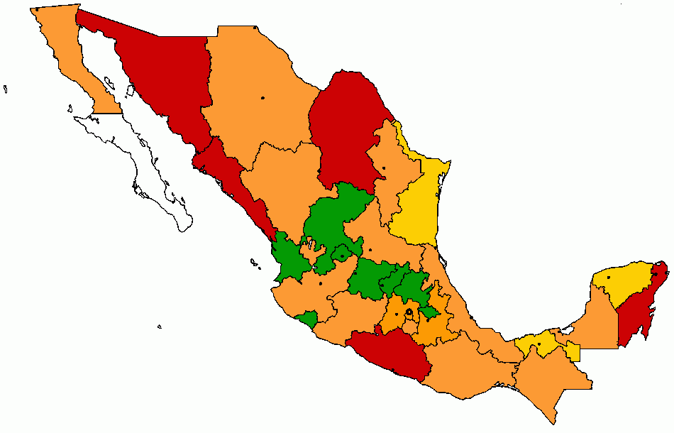 mapa semaforo de méxico para colorear