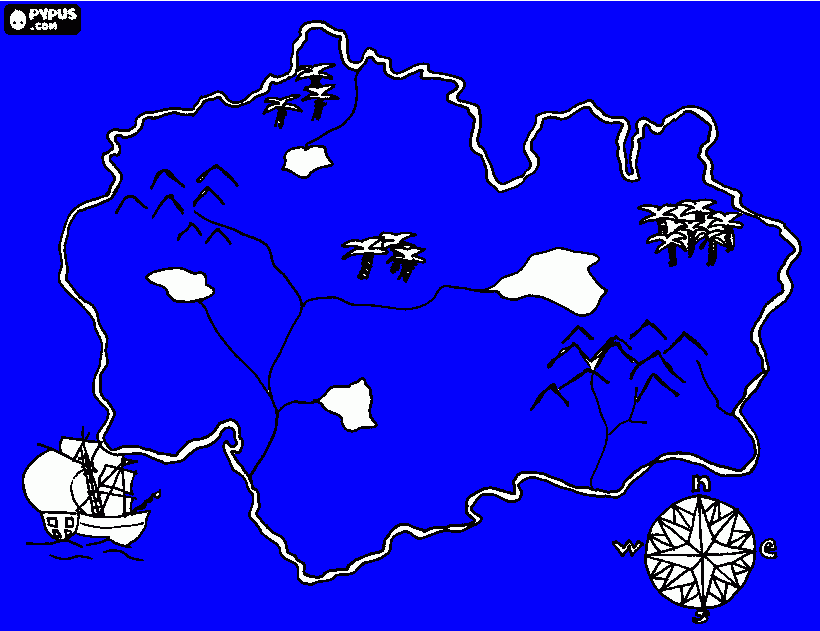 mapa tesoro para colorear