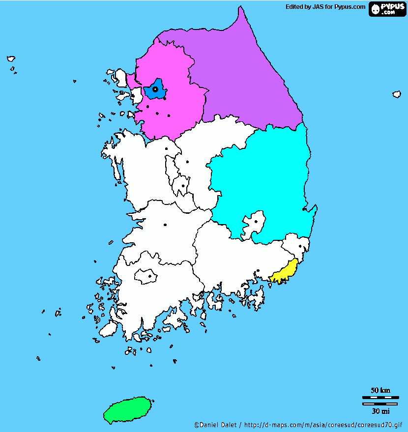 Mapa_Corea para colorear