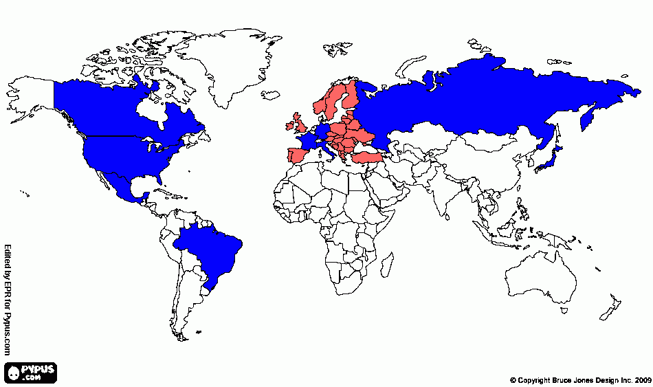 Mapamundi paises capitalistas y socialistas para colorear