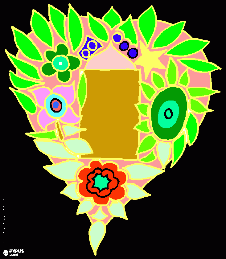 marco de flores para colorear