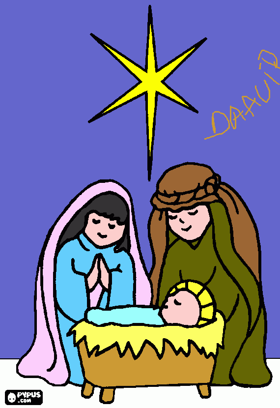 maria.san jose y jesus para colorear
