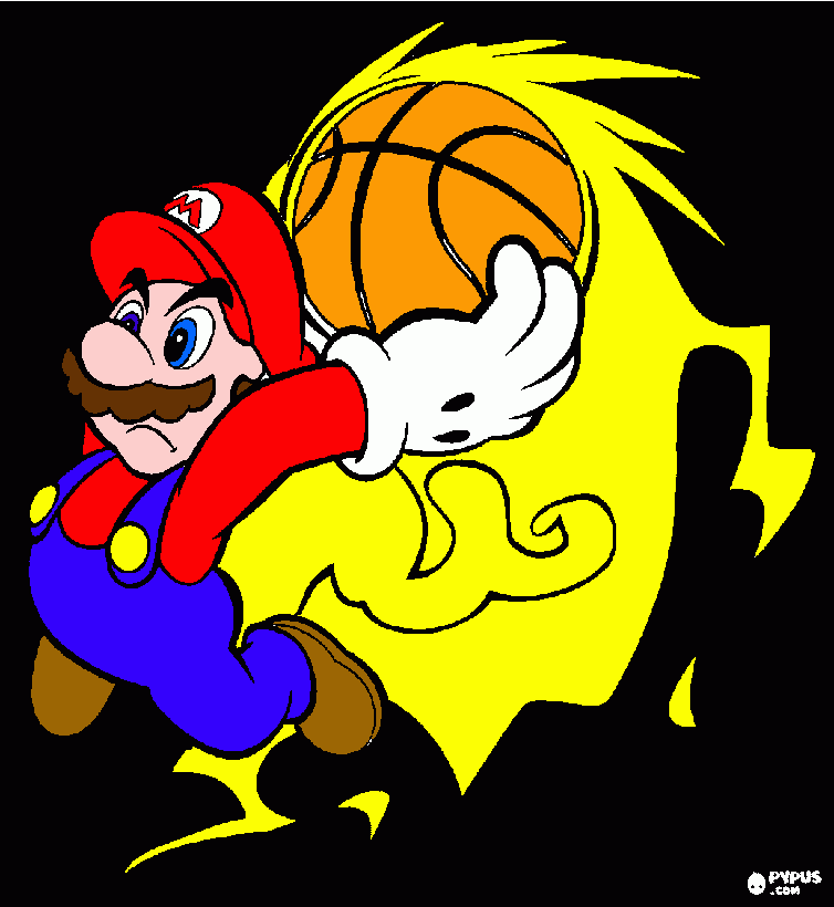 mario baloncesto para colorear