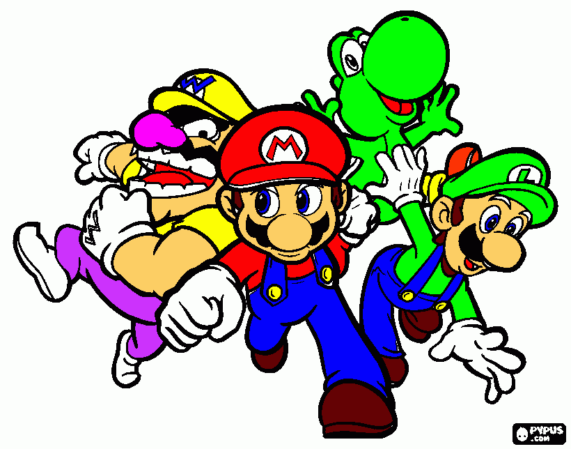 Mario Bros,Luigi,Wario y Yoshi para colorear
