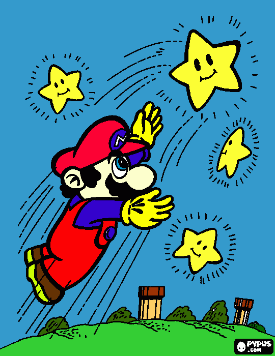 Mario intenta atrapar a las estrellas para colorear