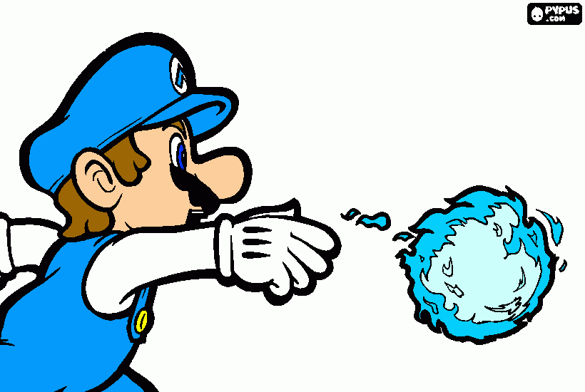 mario lanzando una bola de hielo para colorear