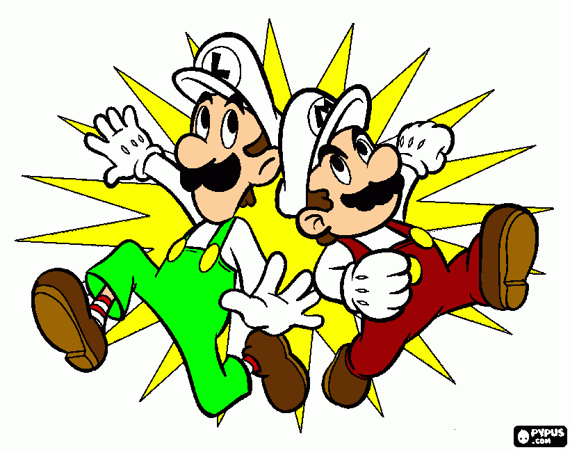 MARIO Y LUIGI FUEGO para colorear
