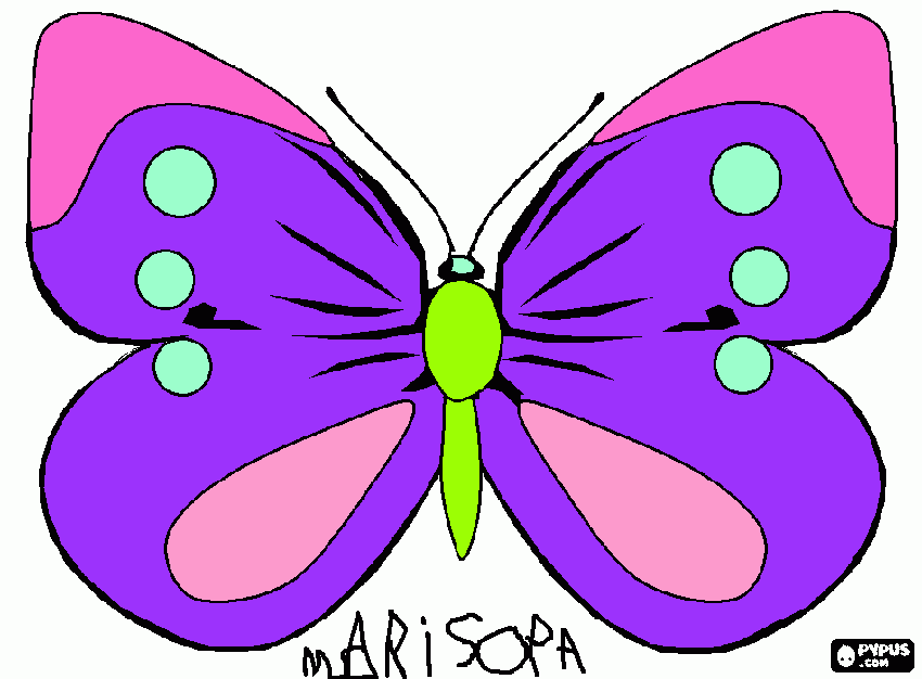 mariposa coloreada para colorear