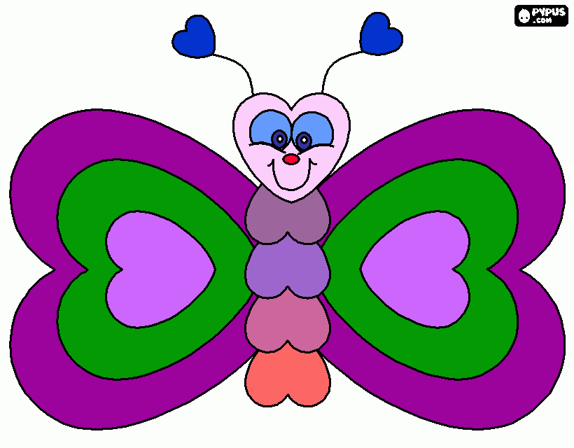 mariposa corazon para colorear