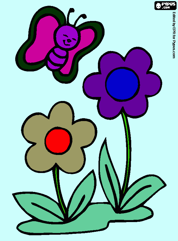 mariposas y florecitas  para colorear